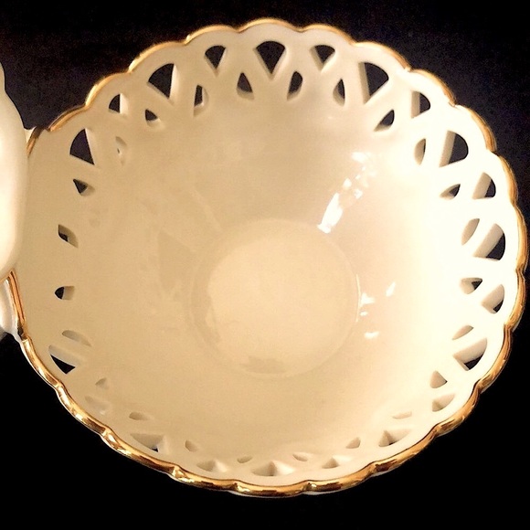 “LENOX GIFTWARE” DOUBLE BASKET WEAVE DESIGN BOWLS with HANDLE - Picture 5 of 7